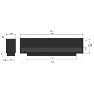 Bioethanol fireplace Inside 200cm SLIM with glass