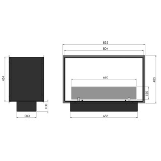 Bioethanol fireplace 2SIDE 80cm double-sided, with glass