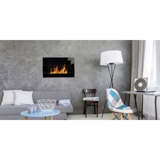 Bioethanol fireplace black glossy 65cm with glass