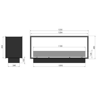 Bioethanol fireplace 2SIDE 120cm double-sided, with glass