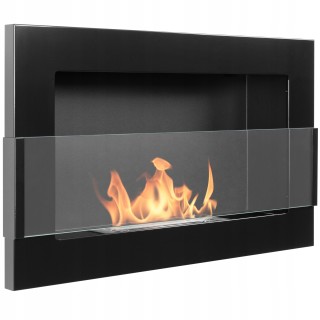 Bioethanol fireplace black glossy 65cm with glass