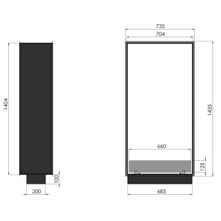 Bioethanol fireplace 2SIDE 70x140cm VERTICAL double-sided, with glass