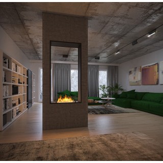 Bioethanol fireplace 2SIDE 80x160cm VERTICAL double-sided, with glass