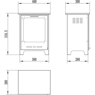 Bioethanol fireplace with glass, freestanding, with door.