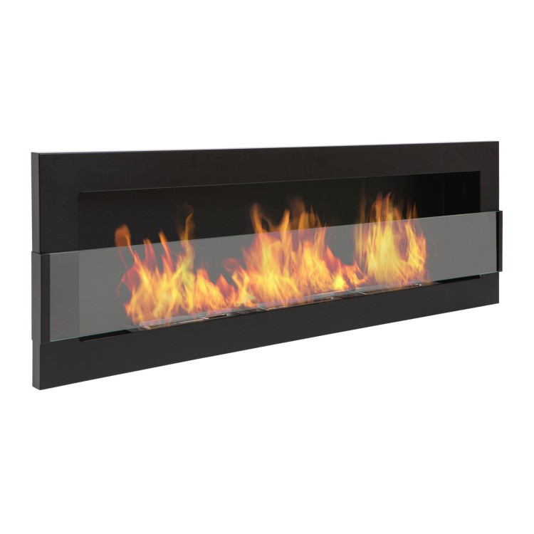 Bio ethanol fireplace black 120cm with glass