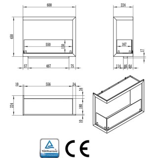 Bioethanol fireplace corner 60cm left