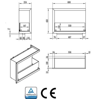 Bioethanol fireplace corner 60cm right LINE-P