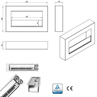 Bioethanol fireplace BOX black 65cm with glass