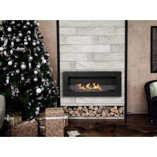 Bioethanol fireplace BOX black 90cm with glass