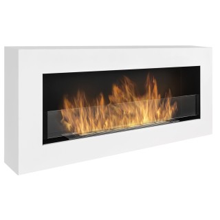 Bioethanol fireplace BOX white 90cm with glass