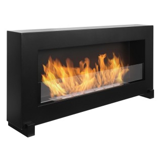 Standing bioethanol fireplace black 90cm glass