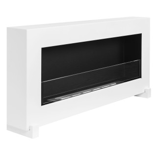 Standing bioethanol fireplace white 90cm glass