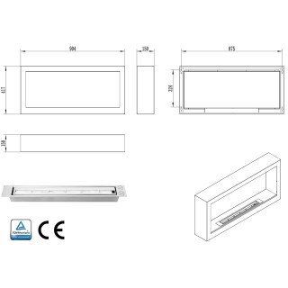 Bio ethanol fireplace S-Line BOX black 90cm