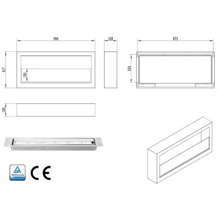 Bio ethanol fireplace S-Line BOX black 90cm glass