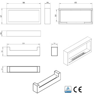 Bio ethanol fireplace S-Line BOX white 90cm standing