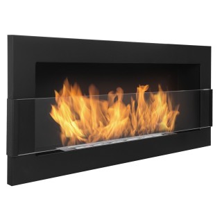 Bioethanol fireplace black 90cm with glass