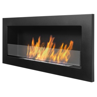 Bioethanol fireplace black 90cm with glass SLIM