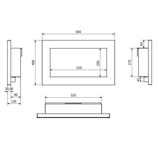 Bio ethanol fireplace black 65cm without glass