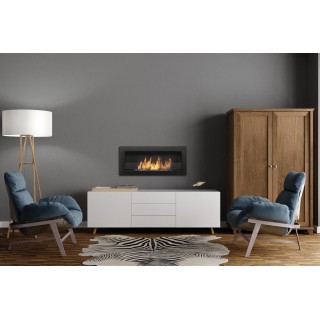 Bioethanol fireplace black 90cm with glass SLIM