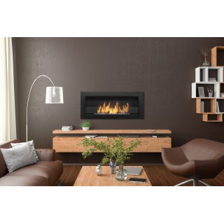 Bioethanol fireplace black 90cm with glass SLIM