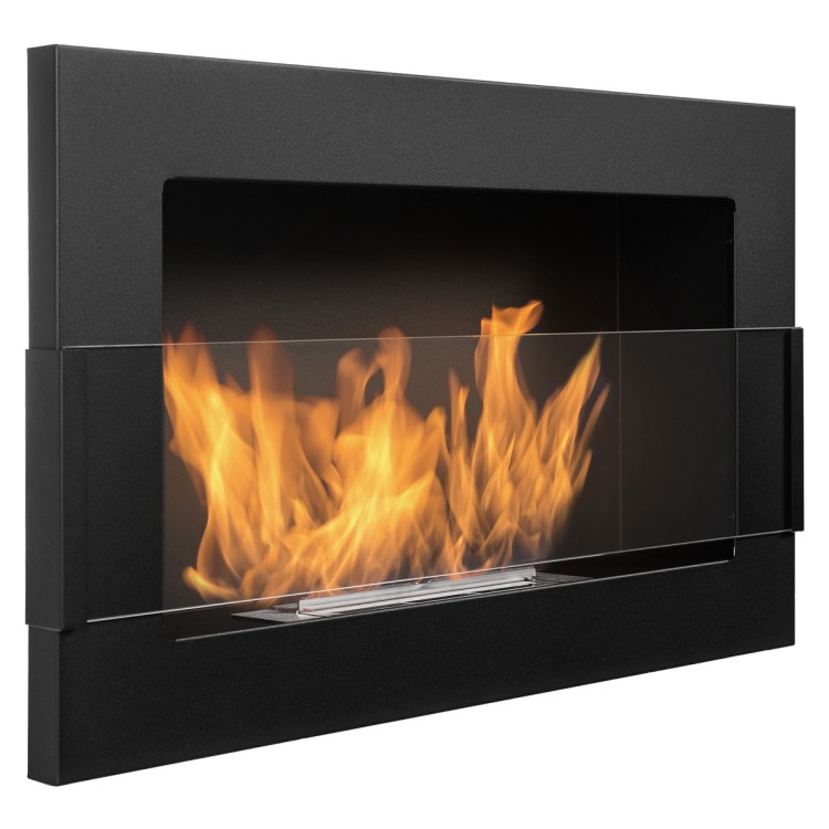 Bio ethanol fireplace black 65cm with glass