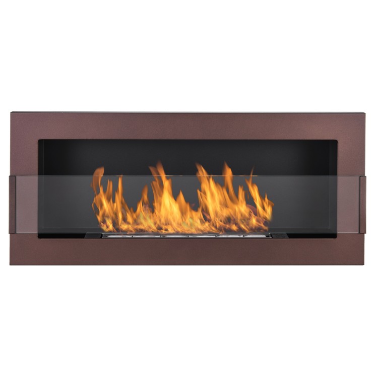 Bioethanol fireplace brown 90cm with glass