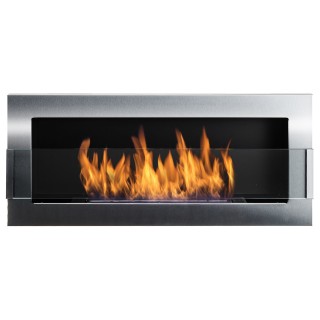 Bioethanol fireplace silver 90cm with glass