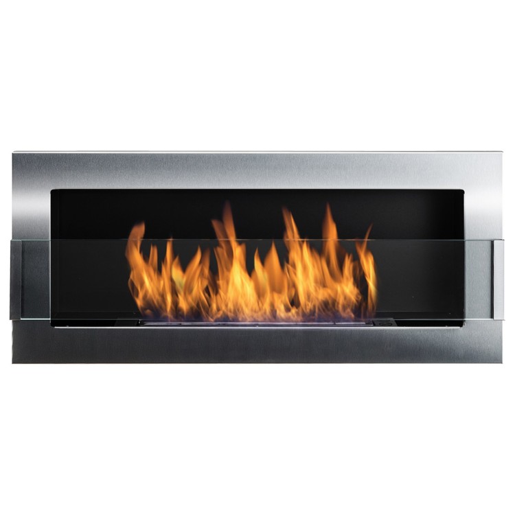 Bioethanol fireplace silver 90cm with glass