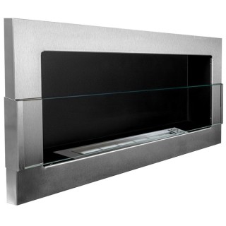 Bioethanol fireplace silver 90cm with glass