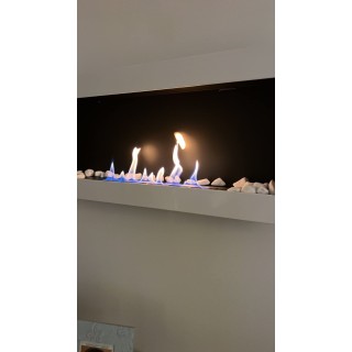 Bioethanol fireplace white 90cm with glass