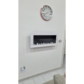 Bioethanol fireplace white 90cm with glass