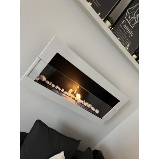 Bioethanol fireplace white 90cm with glass