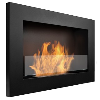 Bio ethanol fireplace black 65cm with glass SLIM