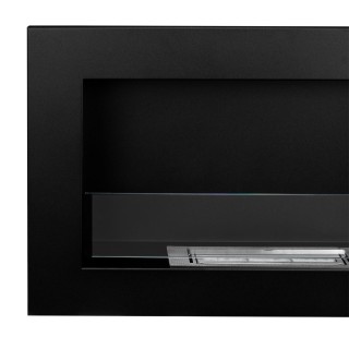 Bio ethanol fireplace black 65cm with glass SLIM