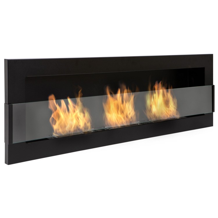 Bio ethanol fireplace black 120cm with glass