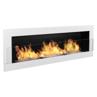 Bio ethanol fireplace white 120cm with glass