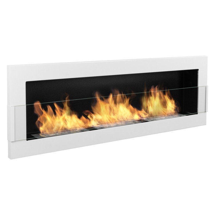 Bio ethanol fireplace white 120cm with glass