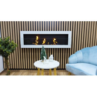 Bio ethanol fireplace white 120cm with glass