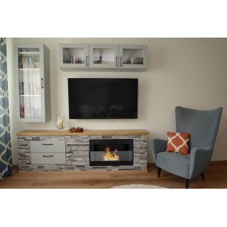 Bio ethanol fireplace black 65cm with glass