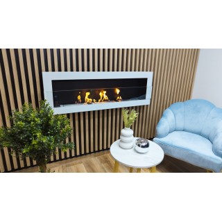 Bio ethanol fireplace white 120cm with glass