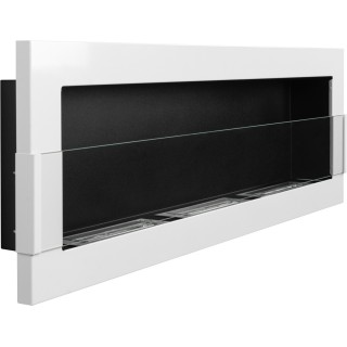 Bio ethanol fireplace white 120cm with glass