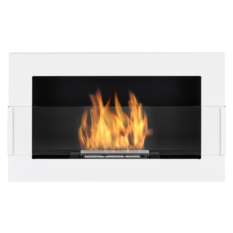 Bioethanol fireplace white 65cm with glass