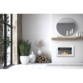 Bioethanol fireplace white 65cm with glass