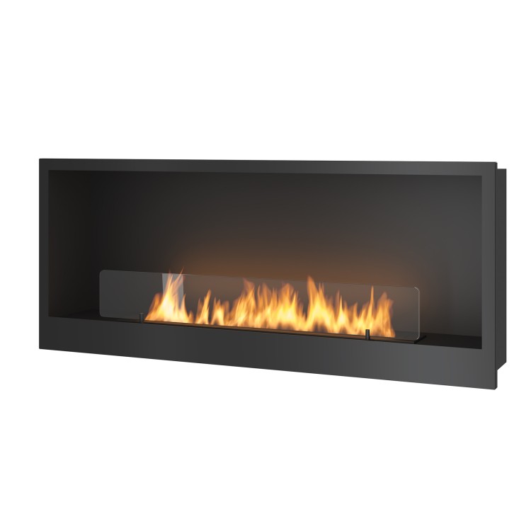 Bioethanol fireplace Inside black 120cm with glass