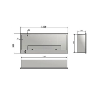 Bioethanol fireplace Inside black 120cm with glass