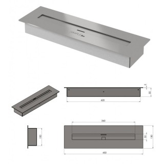 Bioethanol fireplace Frame black 180cm with glass