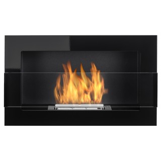 Bioethanol fireplace black glossy 65cm with glass