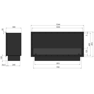 Bioethanol fireplace Inside 100cm SLIM with glass