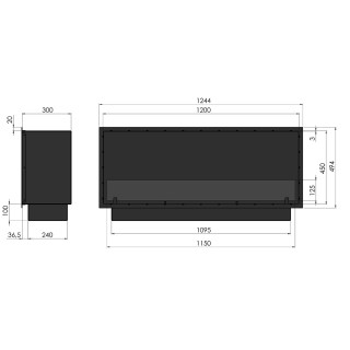 Bioethanol fireplace Inside 120cm SLIM with glass