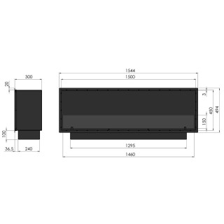 Bioethanol fireplace Inside 150cm SLIM with glass